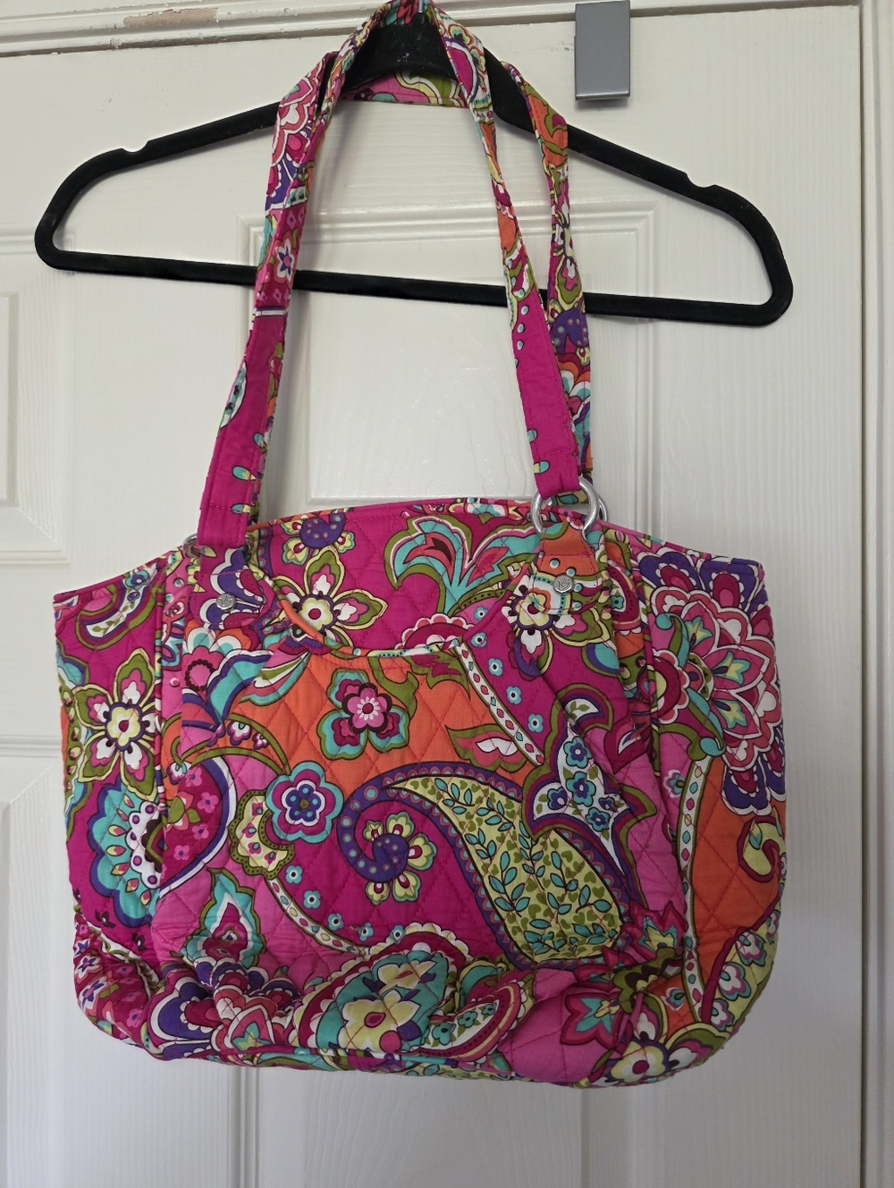 Vera Bradley Vintage Pink Paisley Cotton Quilted Hobo Bag Retired Rare